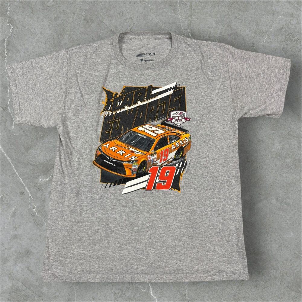 Nascar Fanatics Racing Carl Edwards 19 Double Sided Racecar Graphic T Shirt - YL